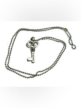 LAGOS Silver Key Heart Pendant Necklace
